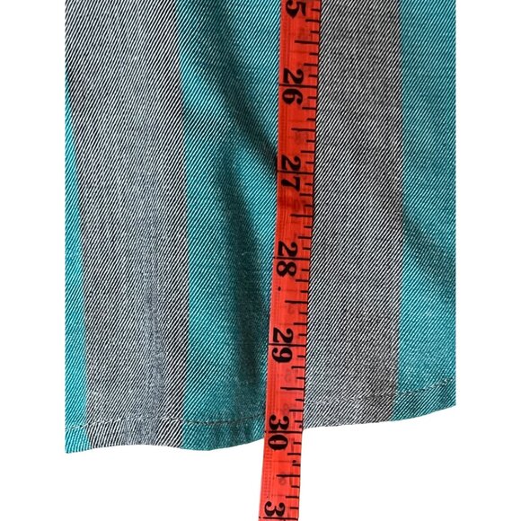 VTG Together! Missy L Striped Button-Up Shirt With Turquoise Gray Stripes Pocket - Picture 13 of 16